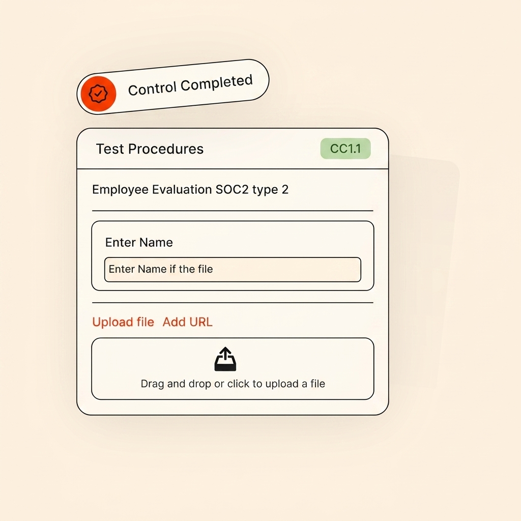 Evidence collection interface linking documents and URLs to controls