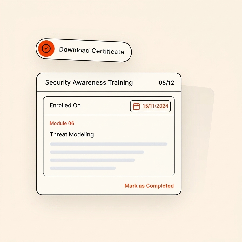 Learn module showing role-specific security training progress